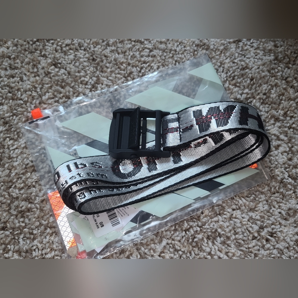 Silver and Black Off-White Belt